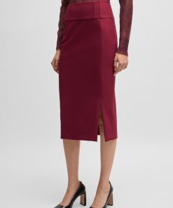 Hugo Boss Skirts-Extra-slim-fit pencil skirt with pleat details-boss near me