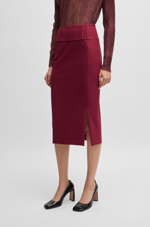 Hugo Boss Skirts-Extra-slim-fit pencil skirt with pleat details-boss near me