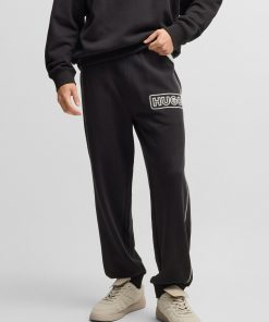 Hugo Boss Sweatshirts and Jogging Pants-Cotton-terry tracksuit bottoms with chain-stitch logo-hugo boss store