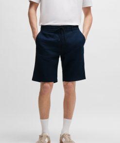 Hugo Boss-Tapered-fit shorts in a linen blend-hugo boss store