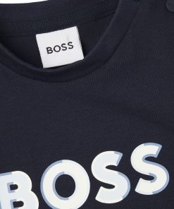 Hugo Boss-Baby long-sleeved T-shirt in cotton with logo print-boss store near me 2