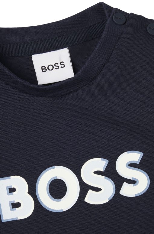 Hugo Boss-Baby long-sleeved T-shirt in cotton with logo print-boss store near me - Image 2