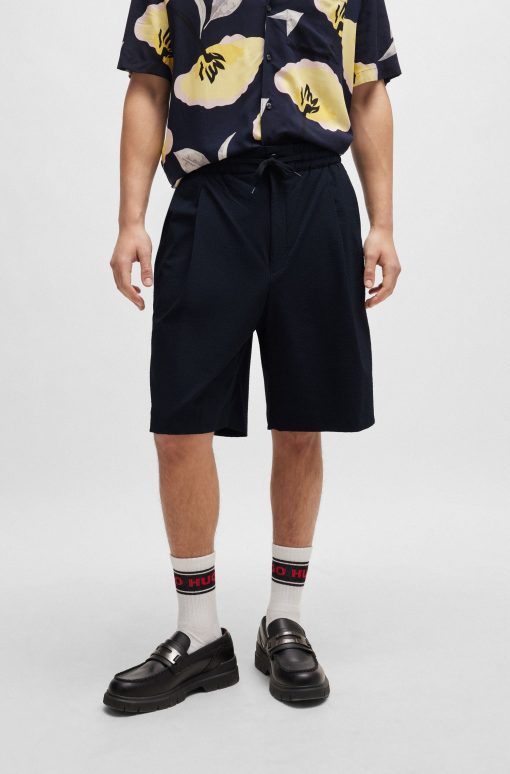 Hugo Boss-Performance-stretch seersucker shorts with drawstring waist-hugo boss near me