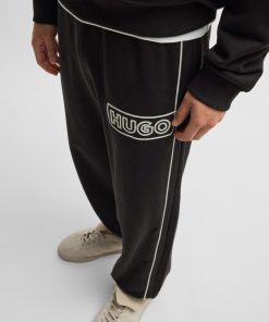 Hugo Boss Sweatshirts and Jogging Pants-Cotton-terry tracksuit bottoms with chain-stitch logo-hugo boss store 2