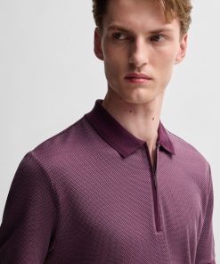 Hugo Boss Polo Shirts-Zip-neck polo shirt in cotton and silk-boss hugo 2