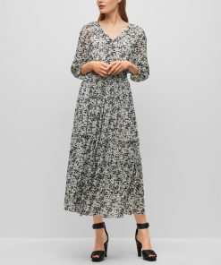 Hugo Boss Dresses-Maxi dress with seasonal print and V-neckline-hugo boss near me 2