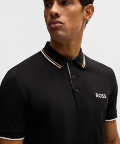 Hugo Boss Polo Shirts-Polo shirt with contrast logos-boss near me 2