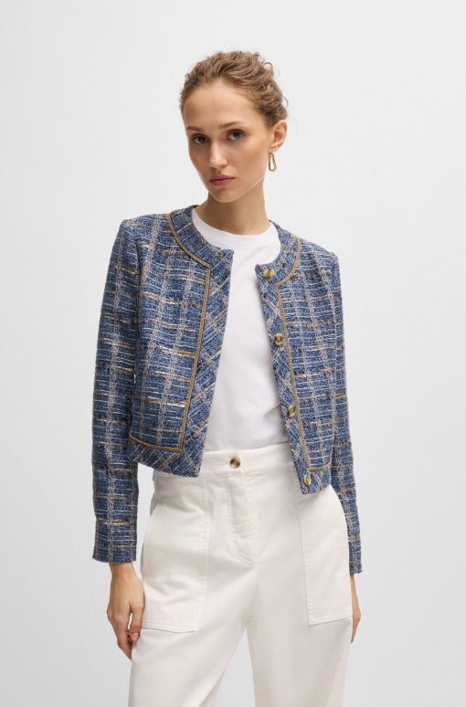 Hugo Boss Tailored Jackets-Regular-fit jacket in check tweed-boss hugo