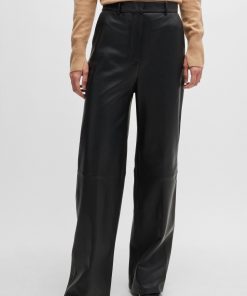 Hugo Boss-Leather trousers with paneled leg detail-hugo boss store near me