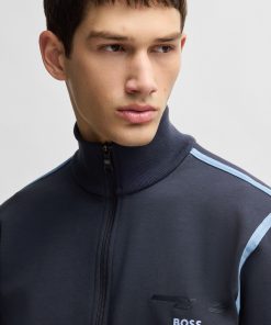 Hugo Boss Tracksuits-Zip-up sweatshirt with logo artwork-boss store near me 2