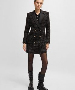 Hugo Boss Dresses-Tuxedo-style dress in sparkling tweed-hugoboss