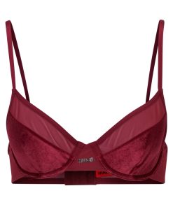 Hugo Boss Underwear, Pajamas, and Socks-Mixed-material underwired bra with foil logo-hugo boss store