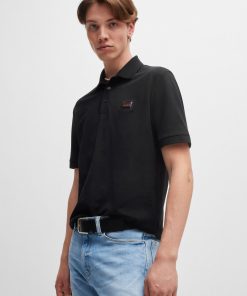 Hugo Boss Polo Shirts-Cotton-piqué polo shirt with jelly logo label-hugo boss outlet