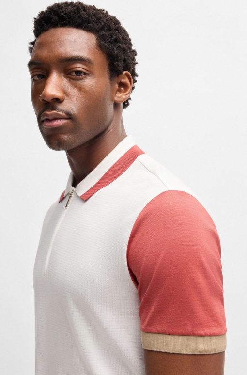 Hugo Boss Polo Shirts-Cotton-silk polo shirt with contrast details-boss store near me - Image 2