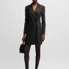 Hugo Boss Dresses-Long-length high-shine dress with wrap effect-hugo boss near me 3