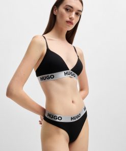 Hugo Boss Underwear, Pajamas, and Socks-Stretch-cotton triangle bra with logo band-hugo boss outlet 2