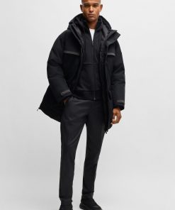 Hugo Boss Jackets and Coats-Water-repellent parka jacket with detachable fleece trim-boss store 2