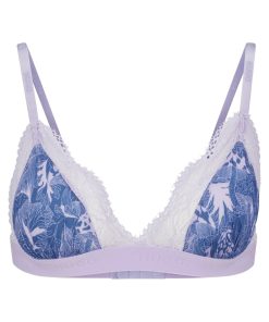 Hugo Boss Underwear, Pajamas, and Socks-Triangle bra with all-over print and lace trims-hugo boss sale