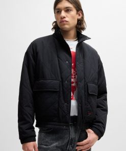 Hugo Boss Jackets and Coats-Water-repellent bomber jacket with logo label-hugo boss outlet