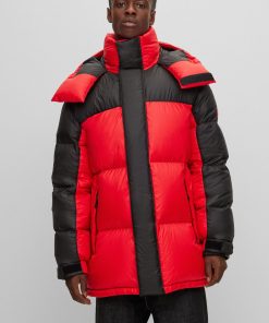 Hugo Boss Jackets and Coats-Water-repellent parka with red-rubber logo badge-boss hugo