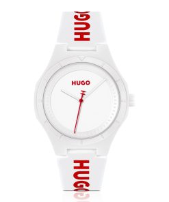 Hugo Boss Watches-Matte-white watch with branded silicone strap-boss hugo