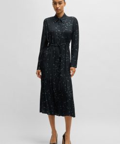 Hugo Boss Dresses-Maxi dress with dot jacquard and print-hugo boss store near me 2