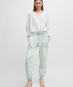 Hugo Boss Pants-Cuffed relaxed-fit cargo jeans in rigid denim-hugoboss 2