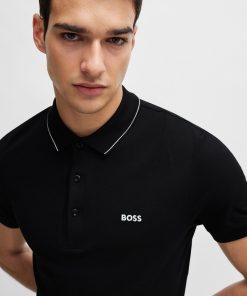 Hugo Boss Polo Shirts-Cotton-piqué slim-fit polo shirt with tonal logo-boss hugo 2