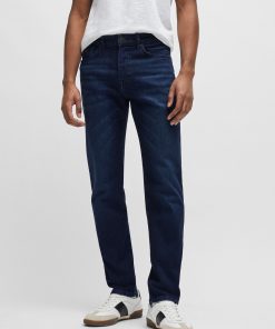 Hugo Boss Pants-Maine Regular-fit jeans in dark-blue comfort-stretch denim-hugo boss near me