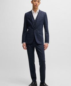 Hugo Boss Suits-Extra-slim-fit suit in checked performance-stretch cloth-boss outlet