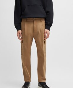 Hugo Boss Pants-Tapered-fit cargo trousers in herringbone stretch cotton-boss hugo