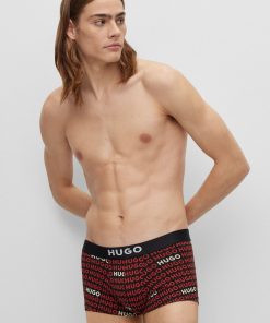 Hugo Boss Underwear-Two-pack of stretch-cotton trunks with logo waistbands-hugo boss store 2