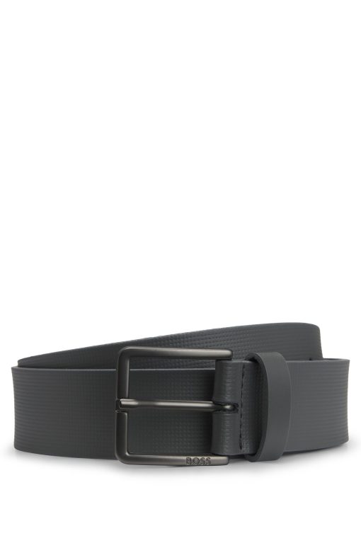 Hugo Boss Belts-Italian-leather belt with embossed structure-hugo boss sale