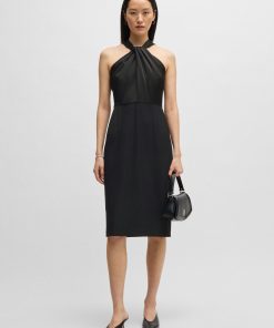 Hugo Boss Dresses-Twist-detail dress in stretch fabric-boss store