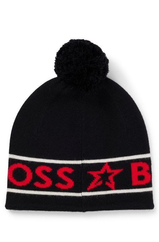 Hugo Boss-BOSS x Perfect Moment wool beanie hat with logo intarsia-boss store - Image 2