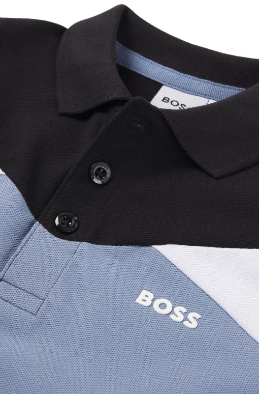 Hugo Boss-Kids' color-block polo shirt in stretch-cotton piqué-hugo boss sale - Image 2