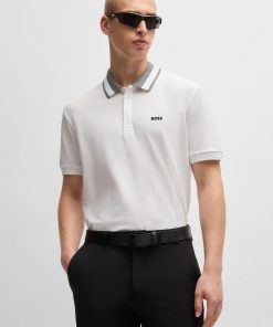 Hugo Boss Polo Shirts-Stretch-cotton polo shirt with logo detail-boss store near me