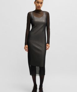 Hugo Boss Dresses-Stretch-mesh dress with sequinned underlayer-boss outlet