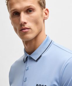 Hugo Boss Polo Shirts-Slim-fit polo shirt with contrast logos-hugo boss near me 2