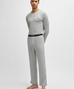 Hugo Boss Underwear-Stretch-modal pajama bottoms with logo waistband-hugo boss near me 2