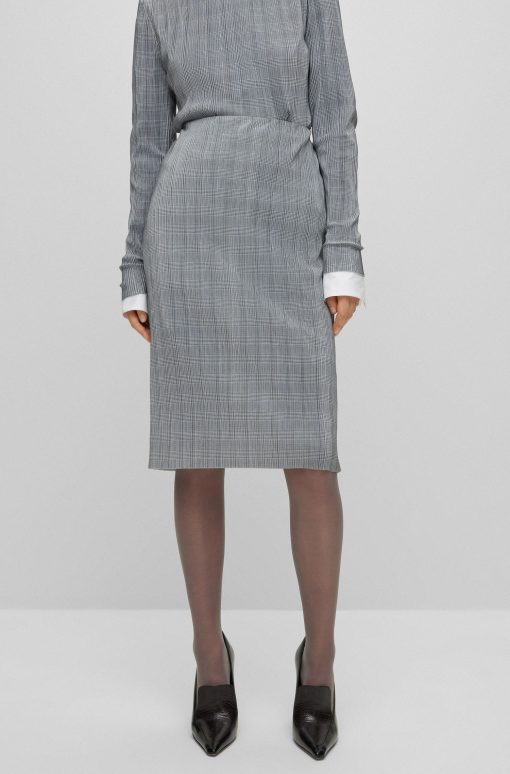 Hugo Boss Skirts-Checked, pleated pencil skirt-hugo boss outlet