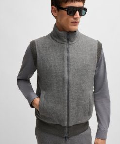 Hugo Boss-Regular-fit gilet with brushed-flannel front-hugo boss outlet