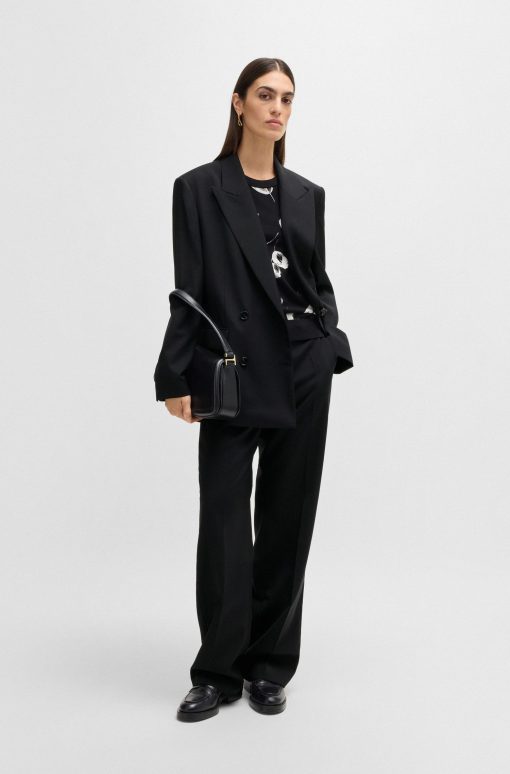 Hugo Boss Pants-Straight-leg trousers in wool-hugo boss outlet - Image 2