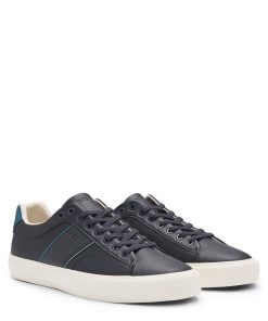 Hugo Boss-Faux-leather trainers with plain and grained textures-hugoboss