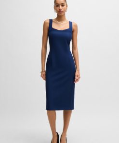 Hugo Boss Dresses-Bodycon midi dress in stretch fabric-boss store near me 2