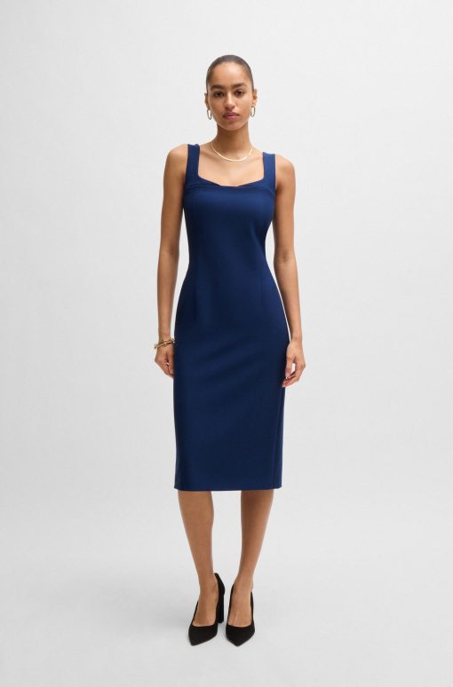 Hugo Boss Dresses-Bodycon midi dress in stretch fabric-boss store near me - Image 2