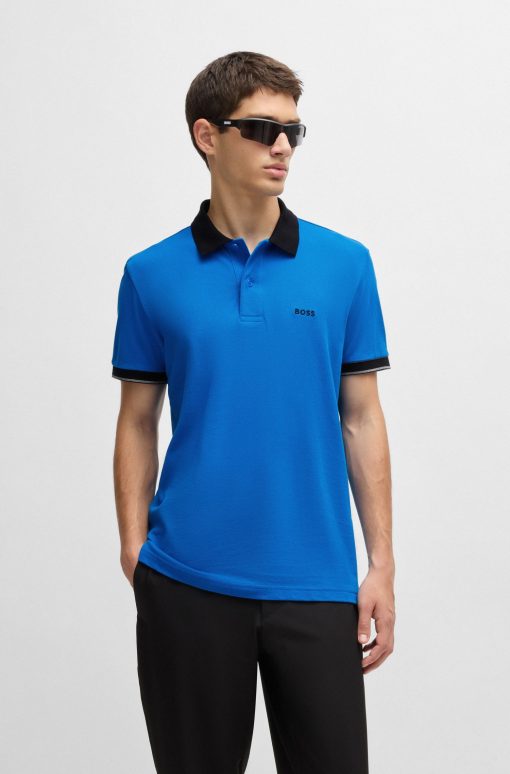 Hugo Boss Polo Shirts-Cotton-piqué polo shirt with contrast trims-hugo boss near me