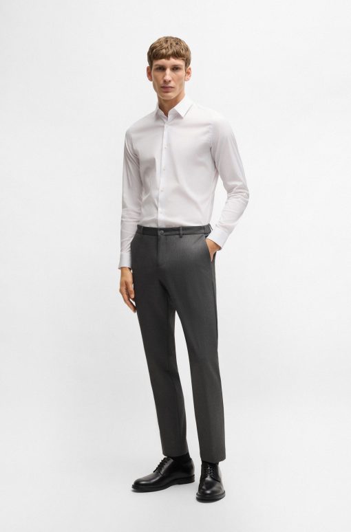 Hugo Boss-Slim-fit washable trousers in micro-patterned stretch fabric-hugo boss store - Image 2