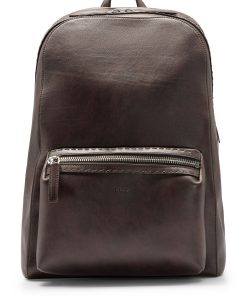 Hugo Boss Bags-Leather backpack with embossed logo-boss outlet