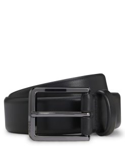 Hugo Boss Belts-Italian-leather belt with polished gunmetal buckle-hugo